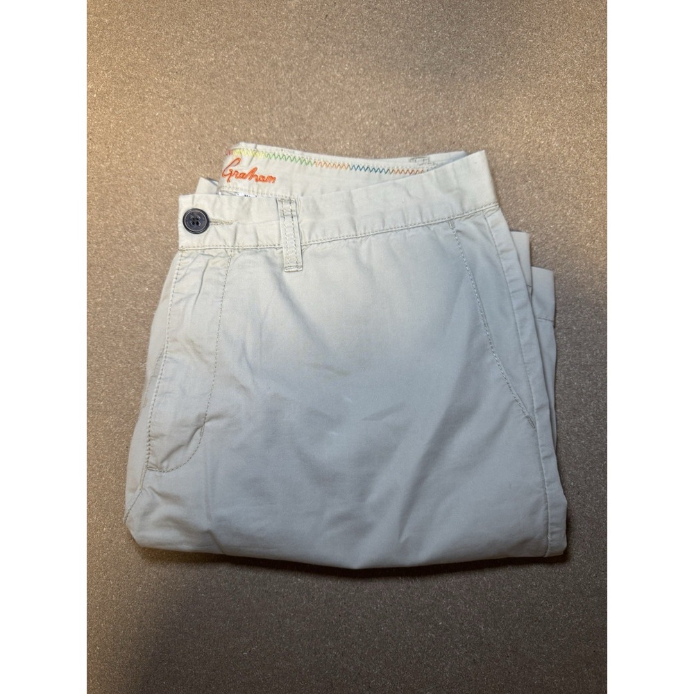 Robert Graham Khaki Shorts Mens Size‎ 34 Chino Casual Flat Front Embroidered
